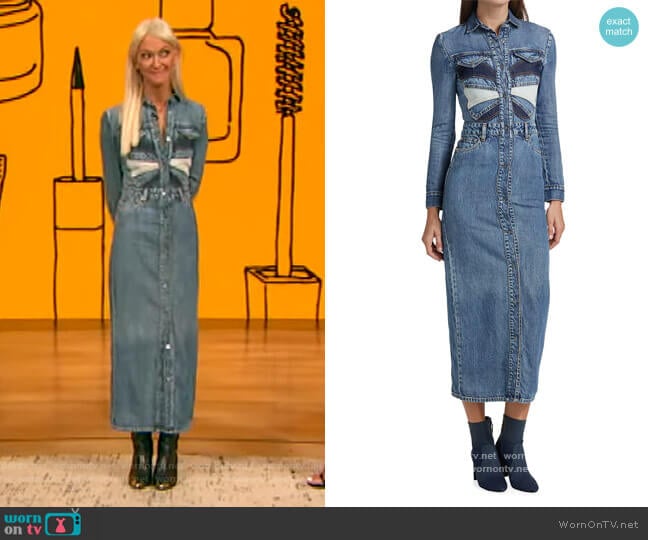 Denim Patchwork Butterfly Dress by RED Valentino worn by Zanna Roberts Rassi on The Drew Barrymore Show