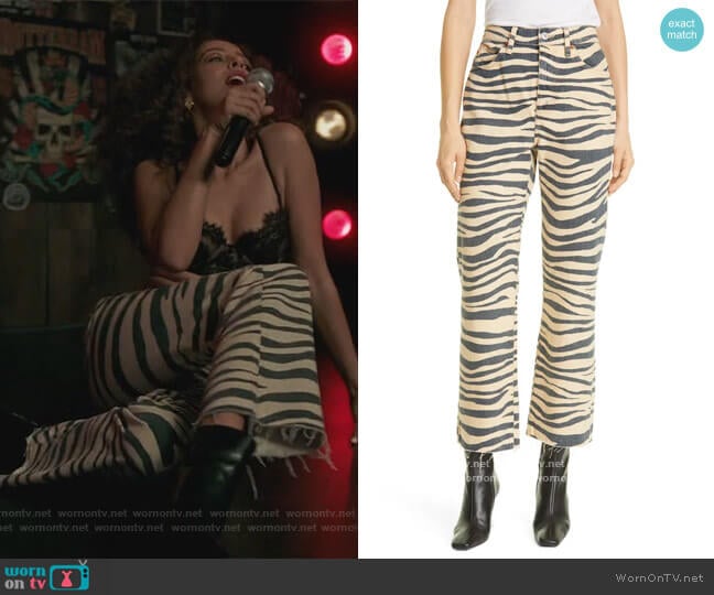 70s Nonstretch High Waist Loose Flare Leg Jeans by Re/Done worn by Valerie Brown (Hayley Law) on Riverdale