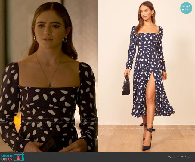 Reformation Sigmund Dress in Splatter worn by Dani Nunez (Arienne Mandi) on The L Word Generation Q