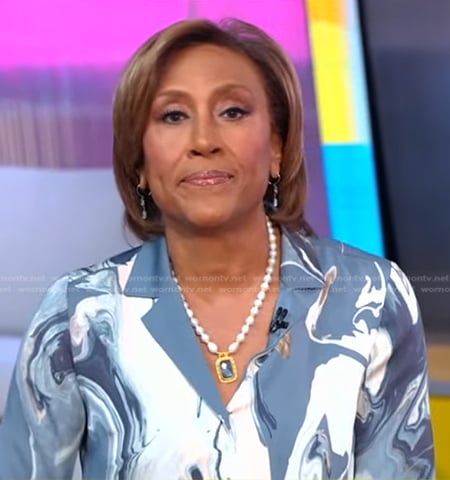 Robin's blue marbled blouse on Good Morning America