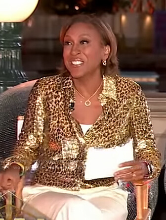Robin’s metallic leopard blouse on Good Morning America
