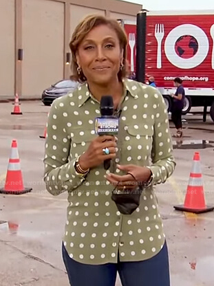 Robin’s green polka dot button down shirt on Good Morning America