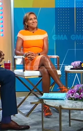 Robin’s orange striped sheath dress on Good Morning America
