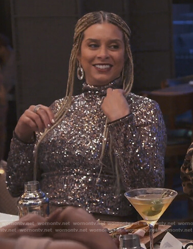 Robyn's sequin metallic top on The Real Housewives of Potomac