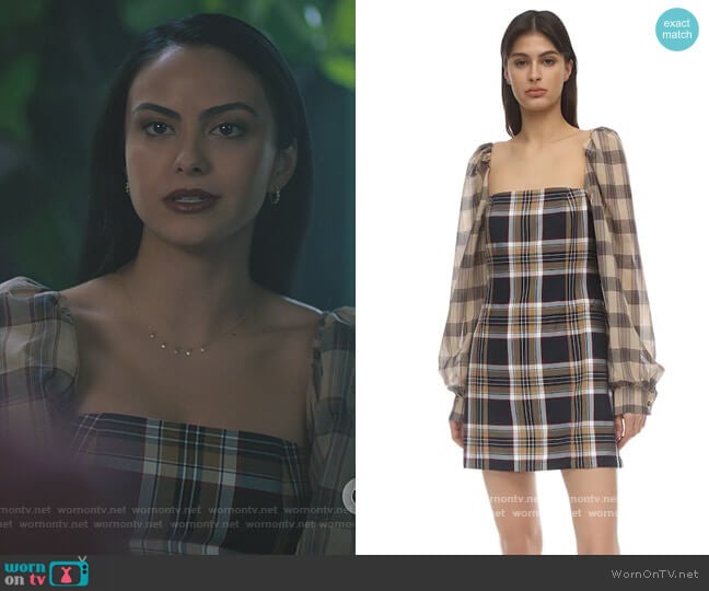 Puff Sleeve Techno Twill Mini Dress by Rokh worn by Veronica Lodge (Camila Mendes) on Riverdale