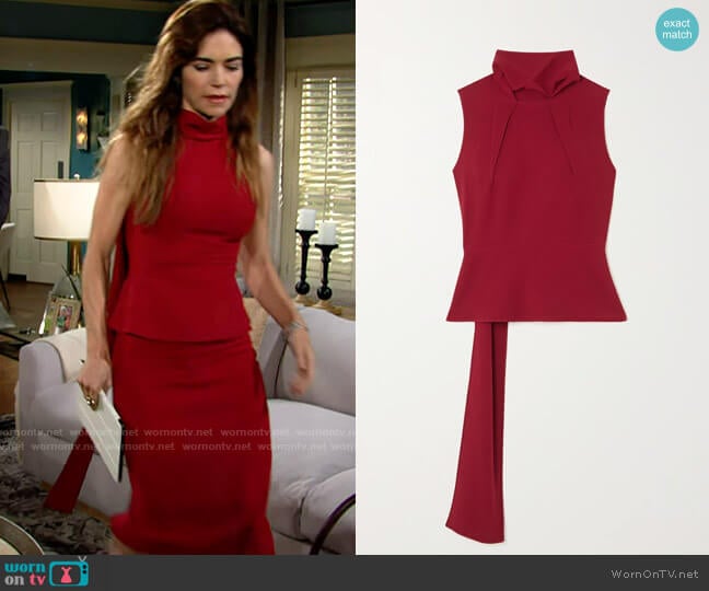 Roland Mouret Birkhall Top worn by Victoria Newman (Amelia Heinle) on The Young and the Restless