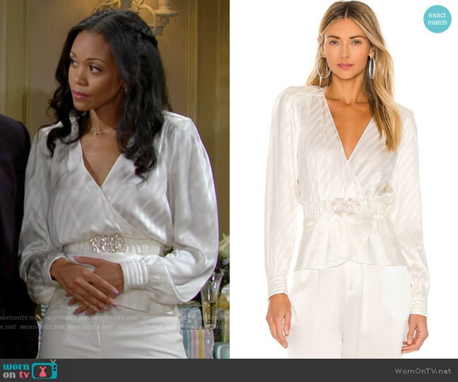 Ronny Kobo Lorrie Top worn by Amanda Sinclair (Mishael Morgan) on The Young and the Restless