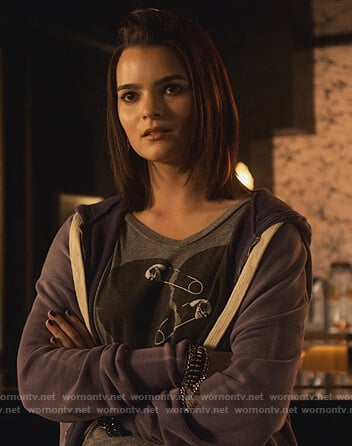 Rory's gray heart safety pin tee on Lucifer