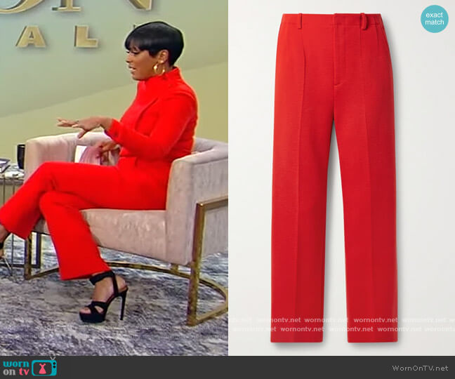 Wool-blend straight-leg pants by Saint Laurent worn by Tamron Hall on Tamron Hall Show