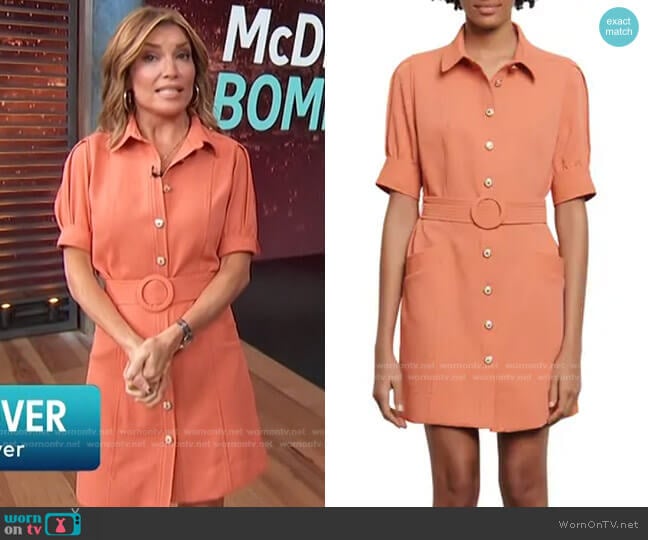 Joody Belted Short Sleeve Minidress by Sandro worn by Kit Hoover on Access Hollywood