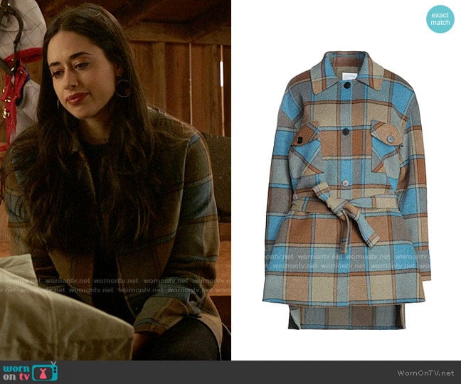 Sandro Vana Check Coat worn by Liz Ortecho (Jeanine Mason) on Roswell New Mexico