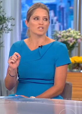 Sara’s blue ruffle neck jumpsuit on The View