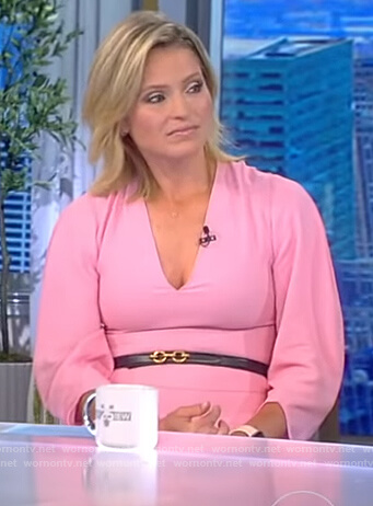 Sara's pink v-neck mini dress on The View