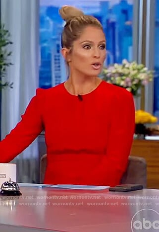 Sara’s red gathered waist dress on The View