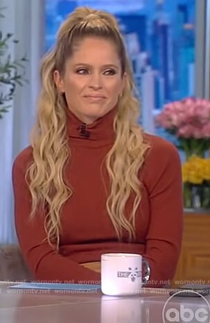 Sara’s brown turtleneck sweater and skirt on The View