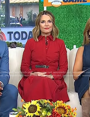 Savannah's red belted shirtdress on Today