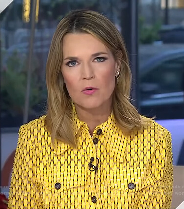 Savannah's yellow perforated button front blouse on Today