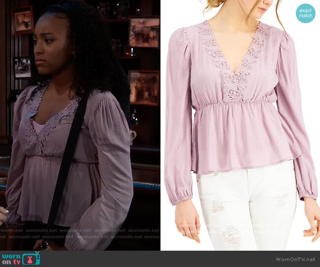 WornOnTV: Trina’s pink lace trim top on General Hospital | Sydney ...