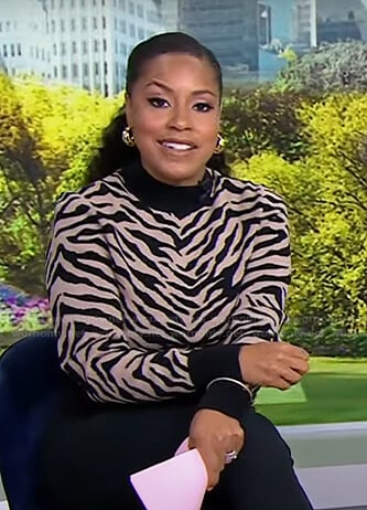 Sheinelle's zebra sweater and chain ankle strap pumps on Today