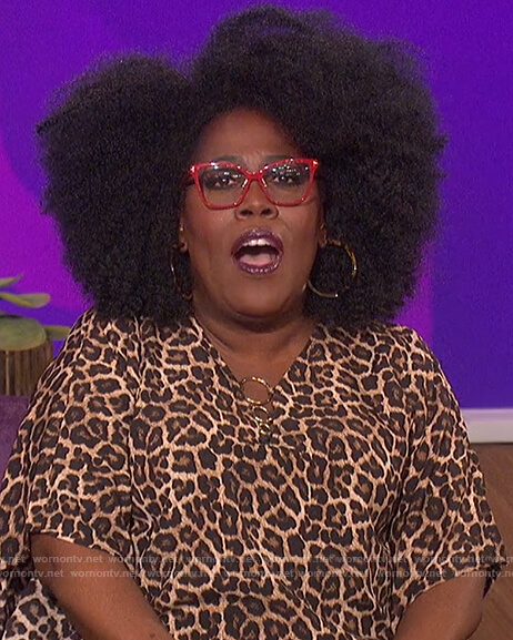 Sheryl’s leopard print ring embellished top on The Talk
