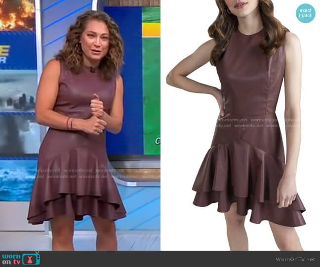 Bristol Faux Leather Mini Dress by Shoshanna worn by Ginger Zee on Good Morning America