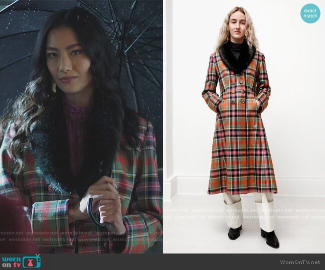 Constantine A-Line Plaid Coat by Shrimps worn by Adeline Rudolph on Riverdale