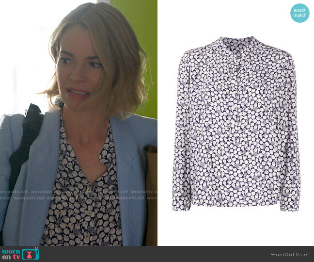 Stella McCartney Orange Print Long Sleeve Blouse worn by Alice Pieszecki (Leisha Hailey) on The L Word Generation Q