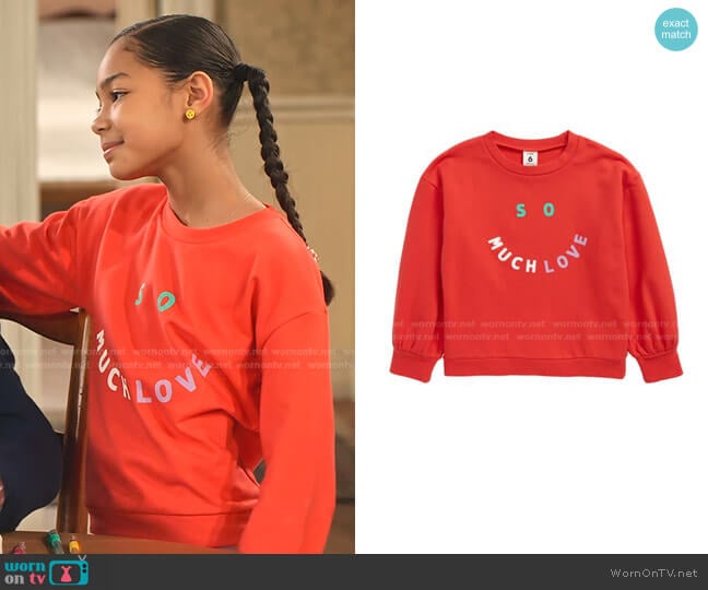 So Much Love Graphic Sweatshirt by Stem worn by Ami (Jordyn Raya James) on Family Reunion