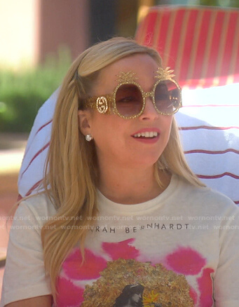 Sutton's gold pineapple sunglasses on The Real Housewives of Beverly Hills