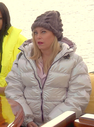 Sutton's white hooded puffer jacket on The Real Housewives of Beverly Hills