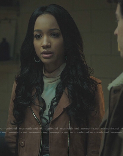 Tabitha's brown suede moto jacket on Riverdale