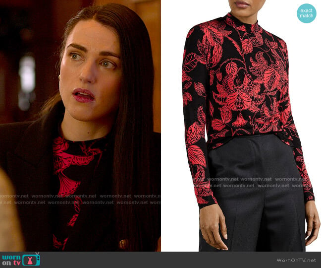 Ted Baker Rococo Printed Smocked Top worn by Lena Luthor (Katie McGrath) on Supergirl