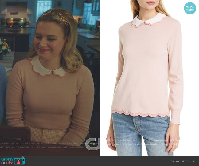 Lheo Scallop Detail Layered Sweater by Ted Baker worn by Polly Cooper (Tiera Skovbye) on Riverdale