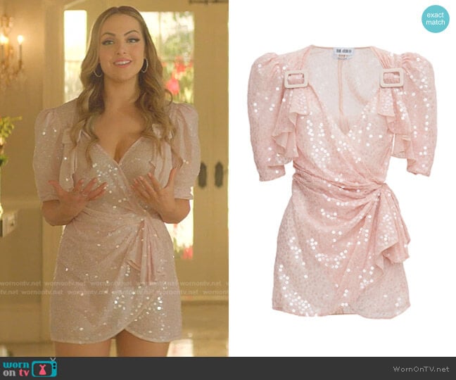 Rose Mini Wrap Dress by The Attico worn by Fallon Carrington (Elizabeth Gillies) on Dynasty