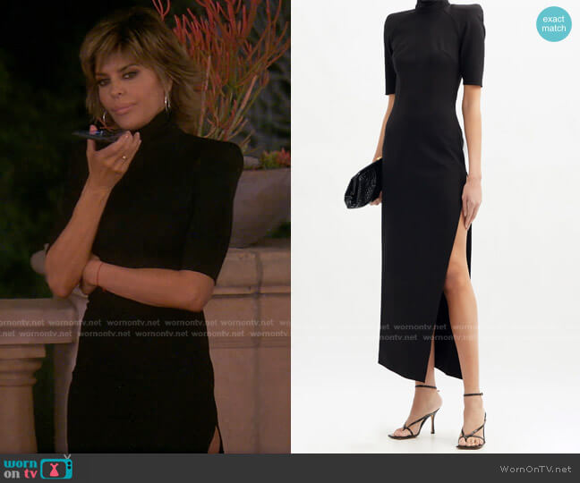 Side-Slit Roll-Neck Jersey Dress by The Attico worn by Lisa Rinna on The Real Housewives of Beverly Hills