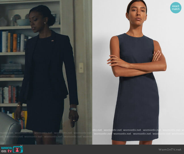 Sleeveless Fitted Dress in Good Wool by Theory worn by Kate Sacker (Condola Rashad) on Billions