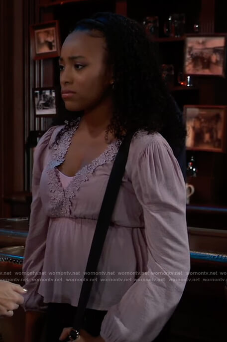 Trina's pink lace trim top on General Hospital
