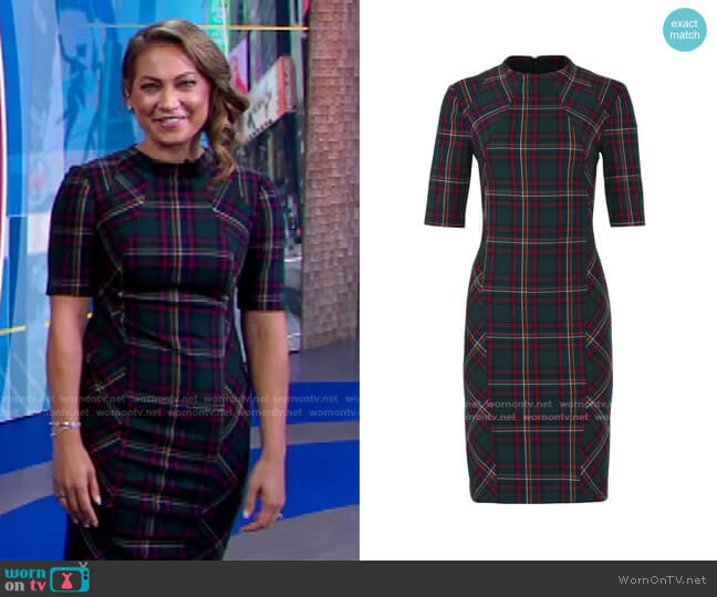 Plaid Aperitif Dress by Trina Turk worn by Ginger Zee on Good Morning America