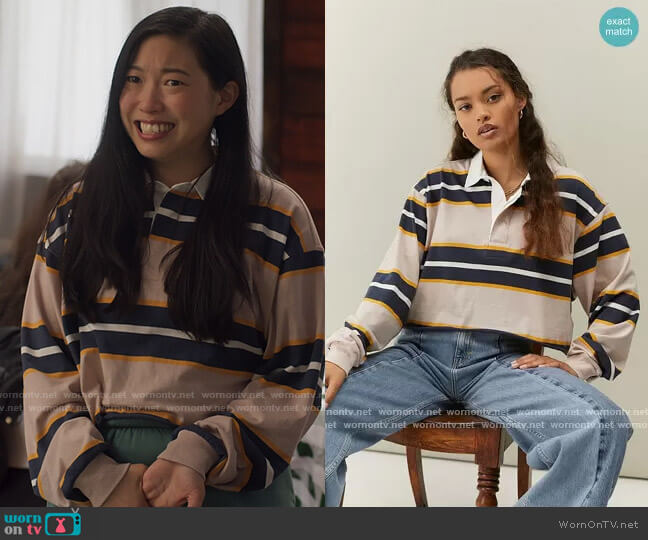 Urban Outfitters Jefferson Cropped Rubgy Polo Shirt worn by Nora Lum (Awkwafina) on Awkwafina is Nora From Queens