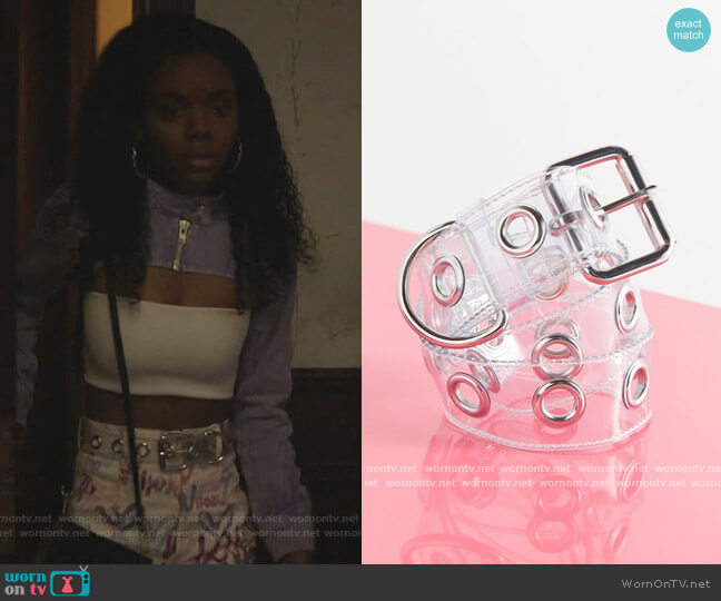 Large Clear Grommet Belt by Urban Outfitters worn by Josie McCoy (Ashleigh Murray) on Riverdale