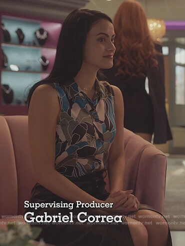 Veronica's sleeveless floral print blouse on Riverdale