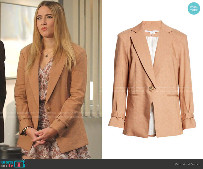 Amadi Dickey Jacket by Veronica Beard worn by Amanda Carrington (Eliza Bennett) on Dynasty