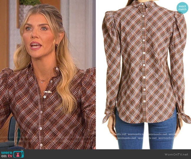 Isabel Puff Shoulder Top by Veronica Beard worn by Amanda Kloots on The Talk