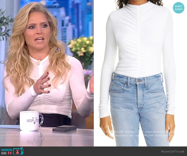 Theresa Center Ruched Knit Top by Veronica Beard worn by Sara Haines on The View