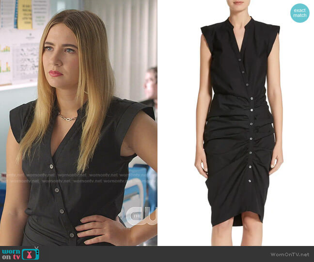 Ruched Shirtdress by Veronica Beard worn by Amanda Carrington (Eliza Bennett) on Dynasty