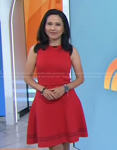 Vicky’s red scalloped ribbed dress on Today