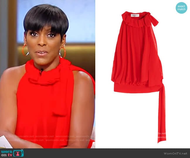 Gathered Silk Halter Top by Victoria Beckham worn by Tamron Hall on Tamron Hall Show