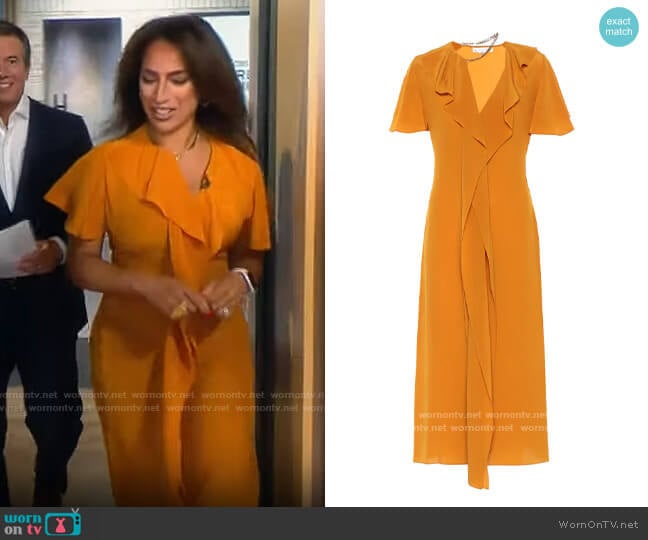 Victoria Beckham Silk crêpe de chine dress worn by Michelle Miller on CBS Mornings