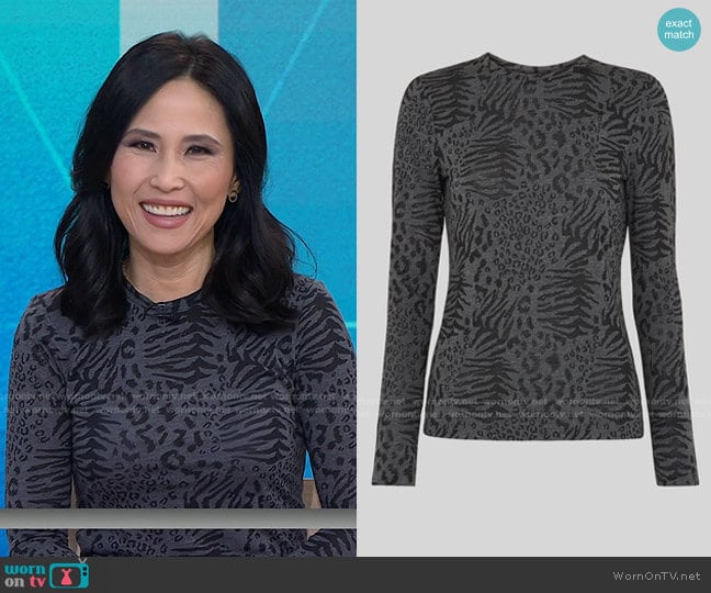 Animal Burnout Crew Neck Top by Whistles worn by Vicky Nguyen on Today