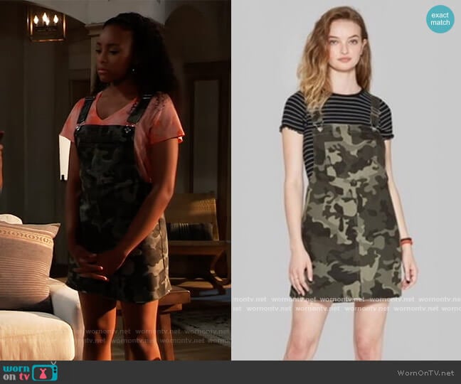 Camo Overalls by Wild Fable worn by Trina (Sydney Mikayla) on General Hospital